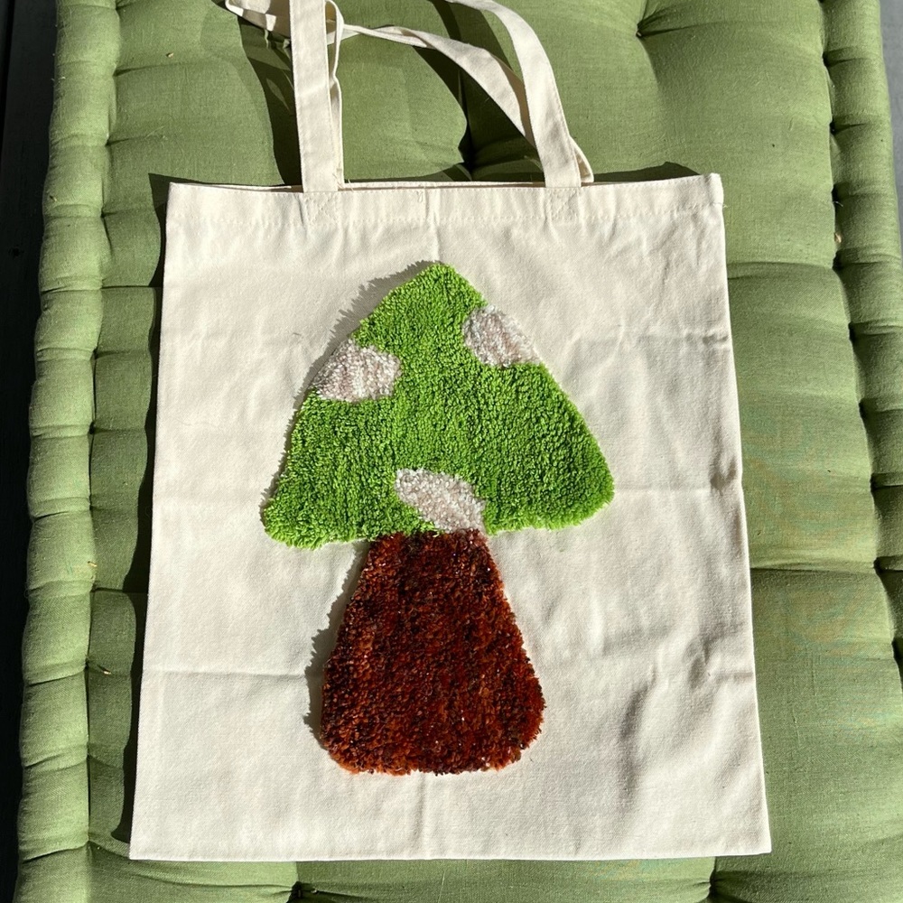 Handmade tufted tote bag